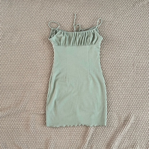 Princess Polly Slow Dancing Mini Dress - Sage - Picture 6 of 8